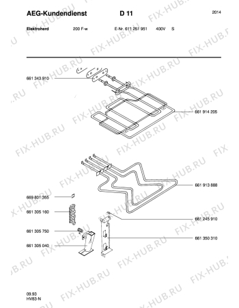 Взрыв-схема плиты (духовки) Aeg 200F-W S 400V - Схема узла Section4